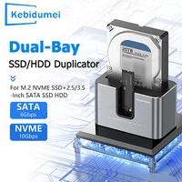 Estación de acoplamiento SATA HDD SSD de doble bahía de 2,5 ""/3,5"", carcasa NVMe M.2 de 10Gbps, base de disco duro clon sin conexión para HDD/SDD de 2,5"" y 3,5""