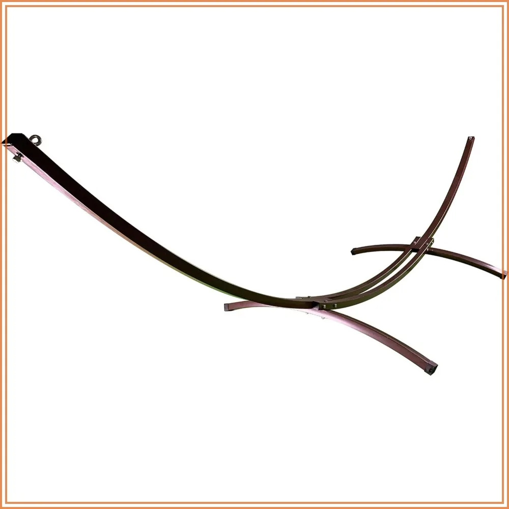 15 Ft Steel Arc Hammock Stand for Indoor/Outdoor Use, Fits Single/Double Bed, Brown