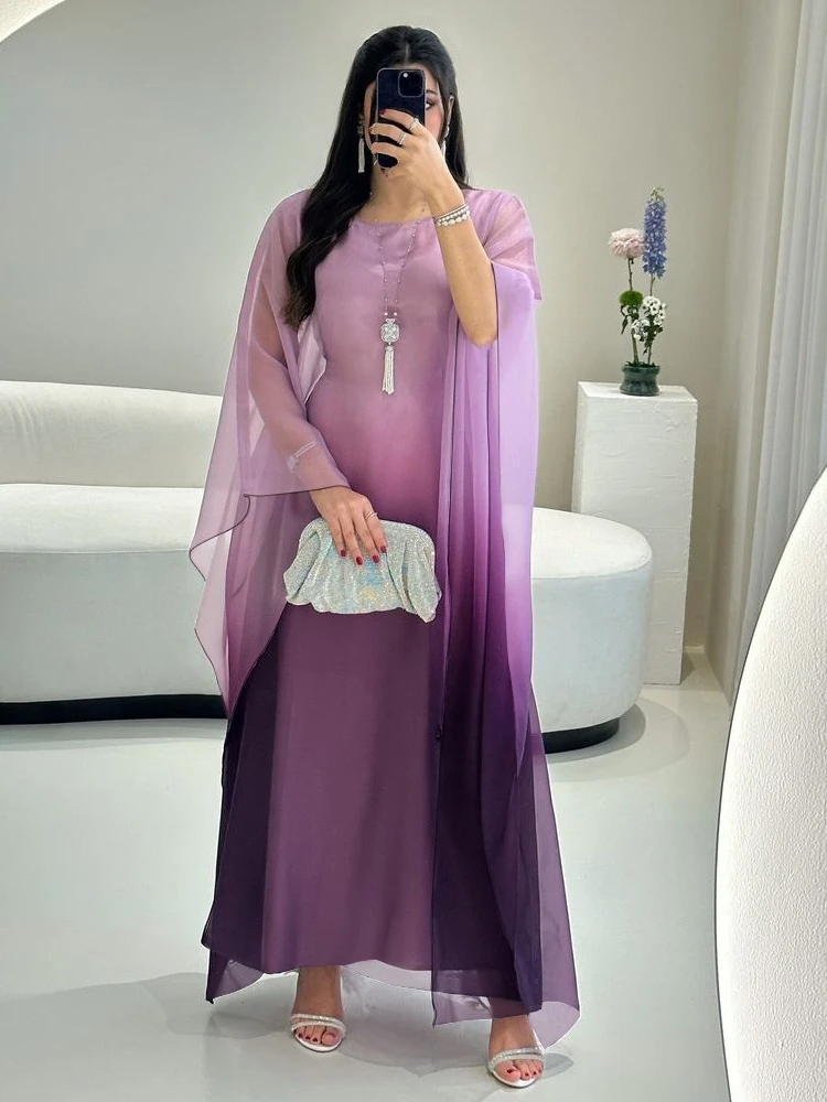 Eid Arab Satin Muslim Party Dress for Women Bat Sleeve Abaya Jalabiya Long Dresses Morocco Kaftan Vestidos Ramadan Gown Robe