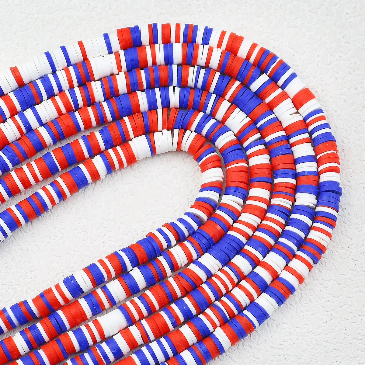 4/6mm Soft Polymer Beads In White Blue And Red Spacer Loose Beads Independence Day For DIY Jewelry Making Bracelets Necklaces