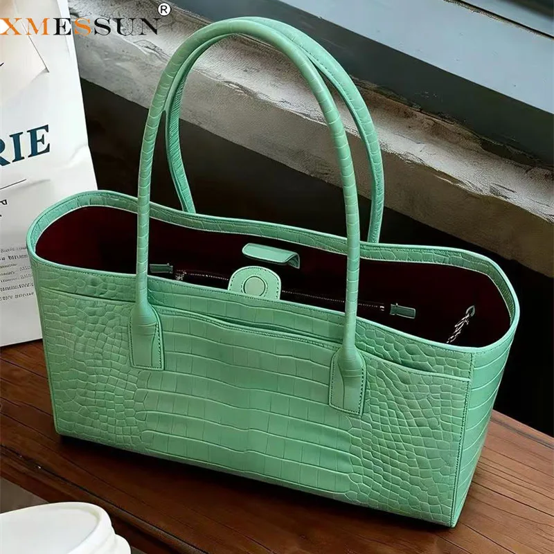 Damen Schultertaschen Große Grüne Krokodilmuster-Tragetasche für Frauen 2026 Sommer Neue Luxus Hochwertige Handtasche