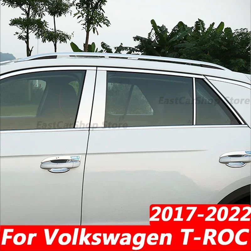 

For Volkswagen VW T-Roc TROC 2017-2022 Car Stainless Steel Middle Central Column Window B C Pillar Sticker Cover Accessories