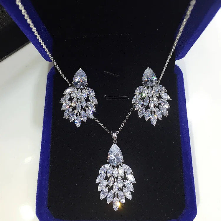 GAOLA 2016 New Silver Color Crystal  Earrings and Necklace charms Jewelry Sets GLD0986AGLE5056A