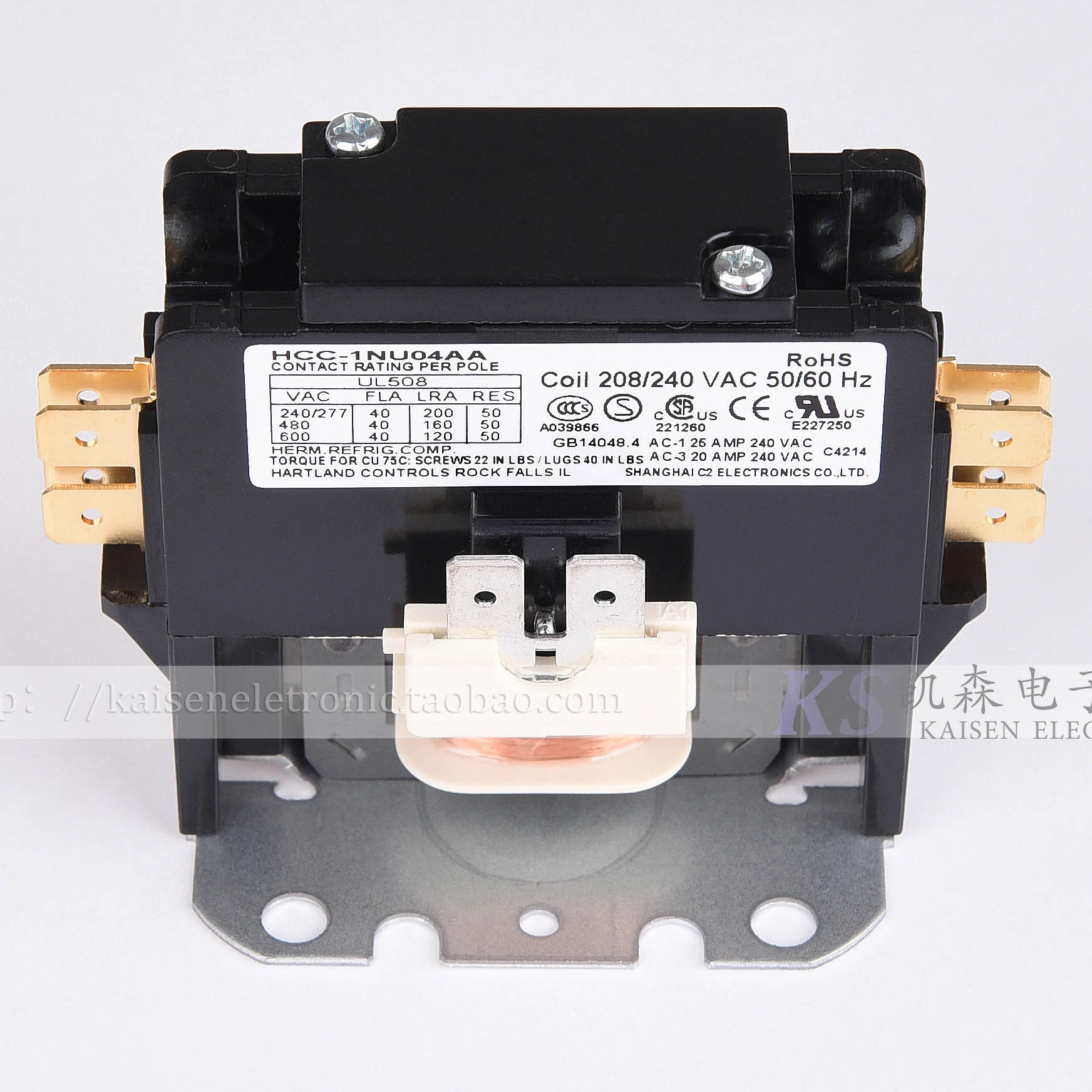 

220V 40A high load single-phase HCC-1NU04AA Hartland Controls AC contactor HCC1NU04AA