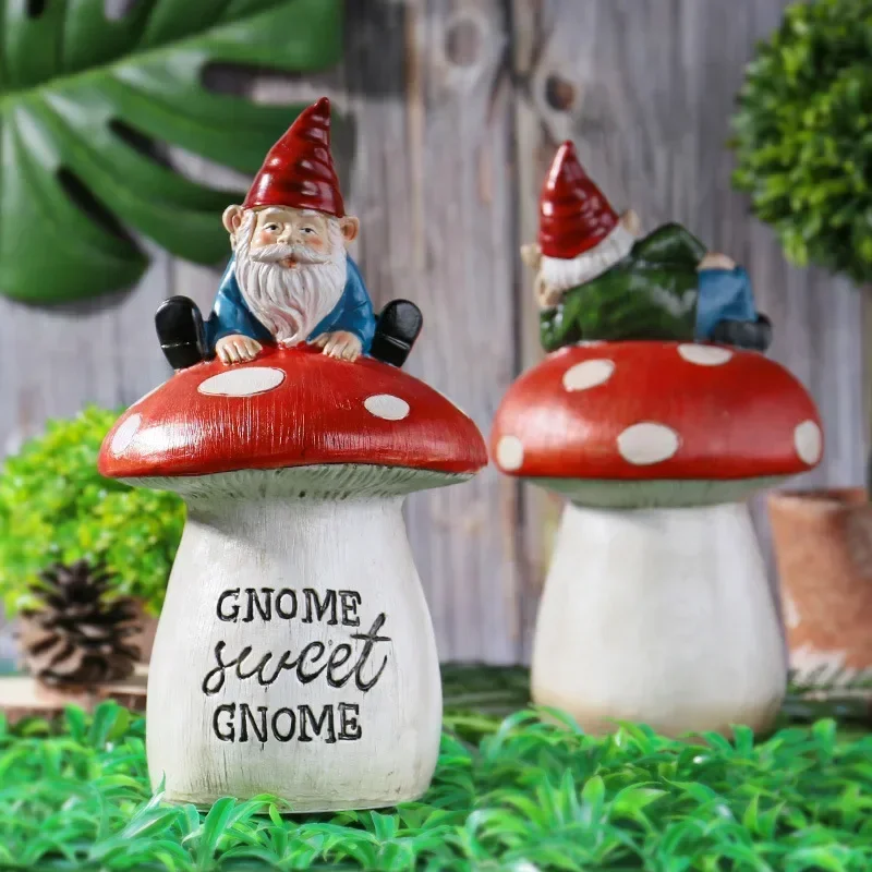 Elf Mushroom Dwarf Sculptures Figurines Gnome Statue Ornaments Outdoor Garden Room Decor Y2k Home Decoration Desk Accessories