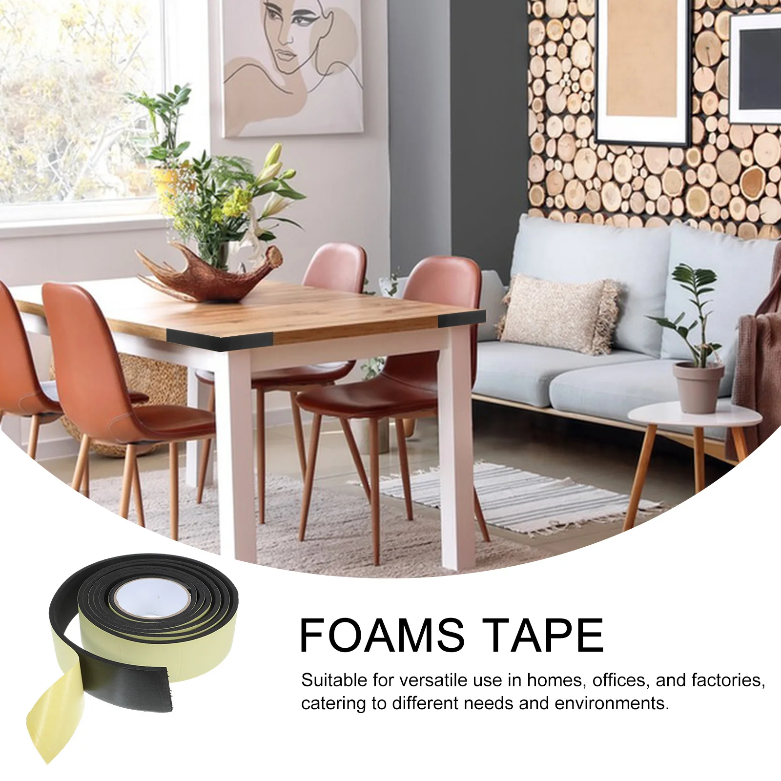 

1 Roll Black Foam Adhesive Tape Thick Foam Strip for Door Seal Insulation Weather Stripping Cushioning Foams Tape