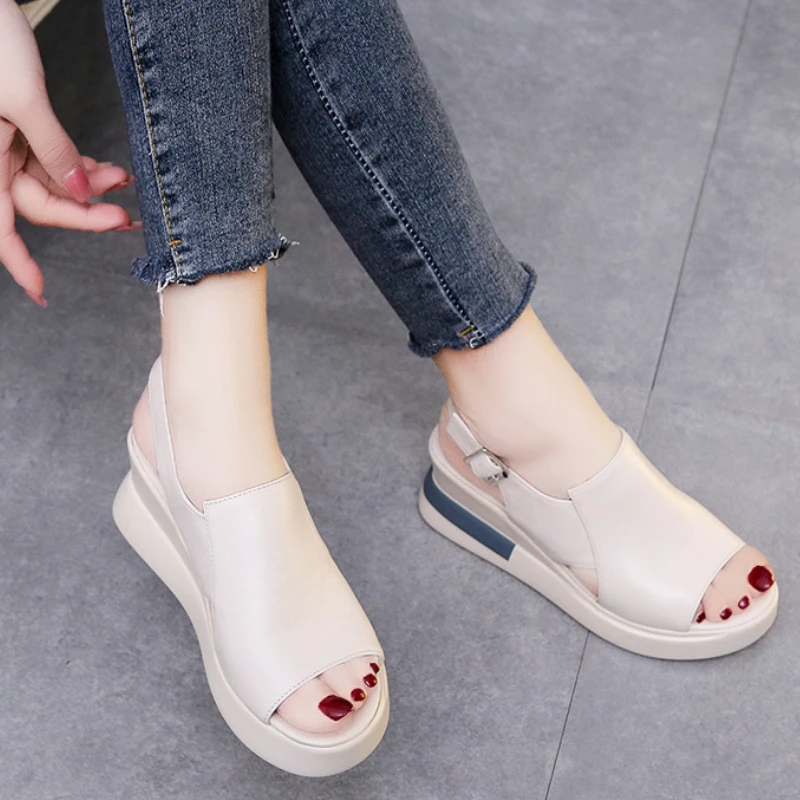 2022 Summer Wedge Platform Sandals Fashion Retro Romen Beach Shoes Ladies Casual Peep Toe Soft Comfortable Sandalias De Mujer