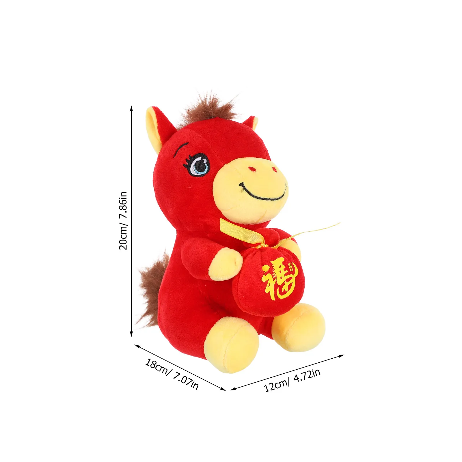Peluche Cavallo Rosso 2026 per il Nuovo Anno Cinese, Decorazione Zodiacale, Regalo per Bambini, Souvenir Festivo