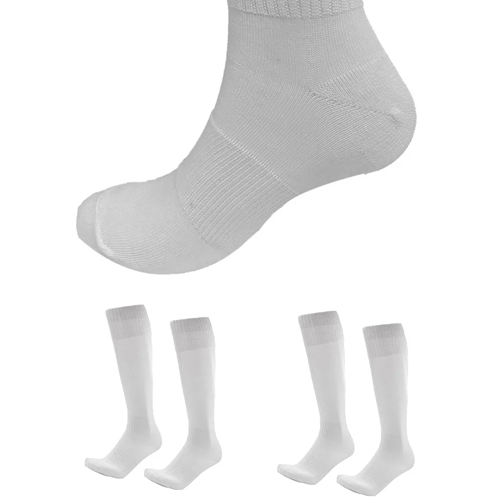 Unisex Sports Mens Boys Football Soccer Plain Long Socks Over Knee High Sock (White)