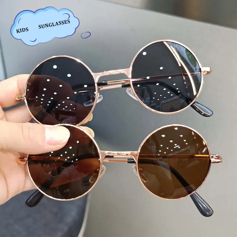 New Round Kids SunglassesVintage Cute Kids Girl Sunglasses Child Sun Glasses Round Flower Gafas Baby Children UV400 Sunglass