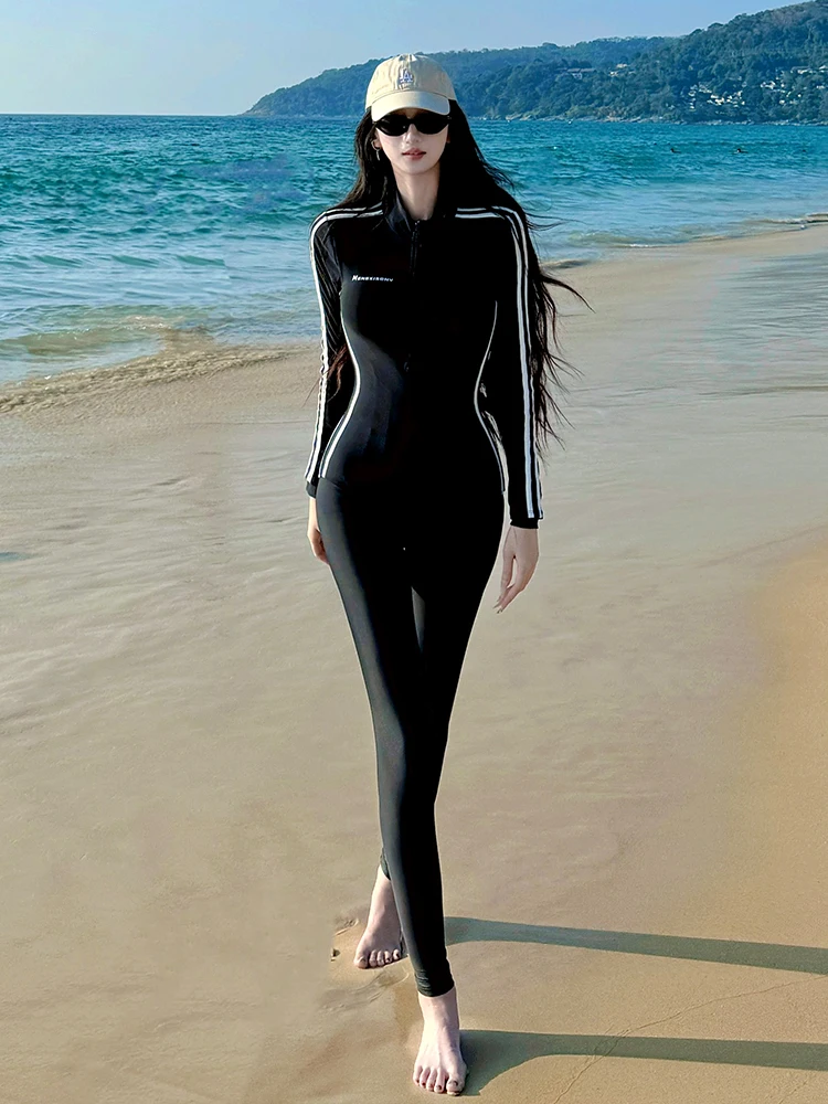 女性用サーフィンウェットスーツ長袖長ズボンプロフェッショナルレベルダイビングスーツ速乾性痩身肉カバー水着