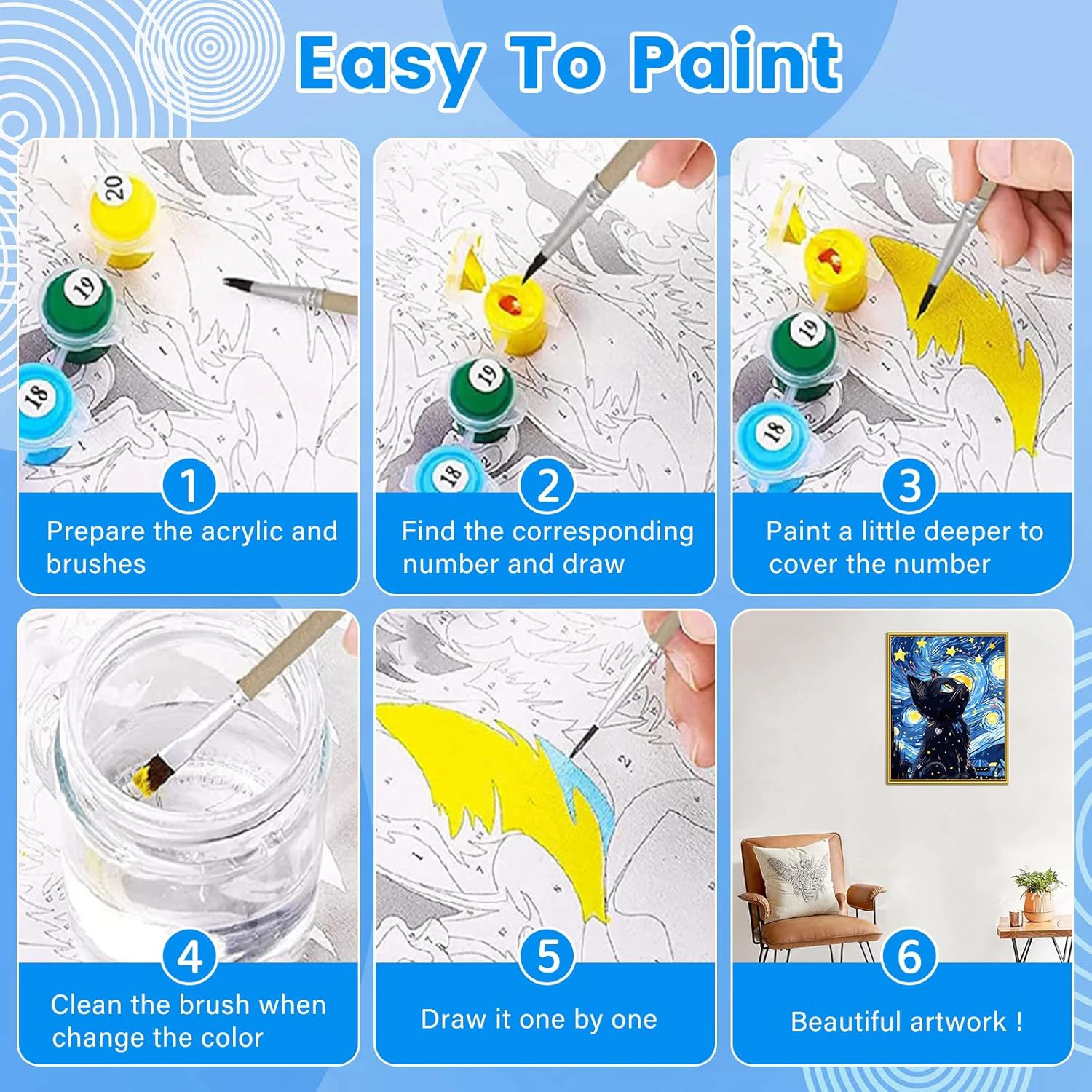 لوحة أرقام مع إطار، لوحة أرقام المناظر الطبيعية والزهور، طقم طلاء بالأرقام لتزيين المنزل للبالغين #5