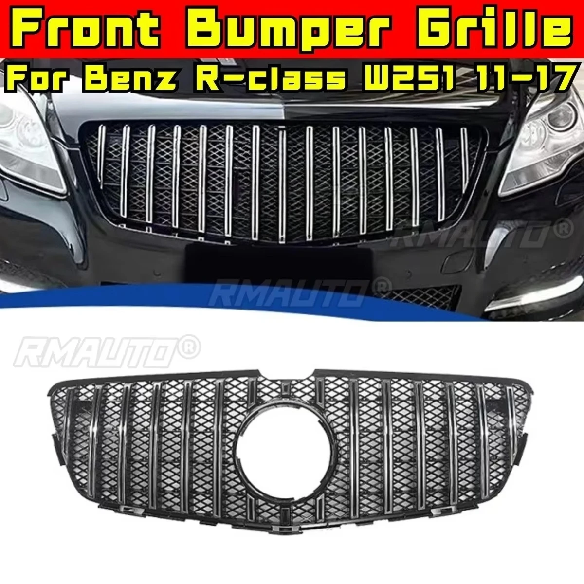 

Car Bumper Grill Decorative Strips Racing Grille Body Kit Front Bumper Grill For Mercedes Benz R-class W251 2011-2017 Exterior