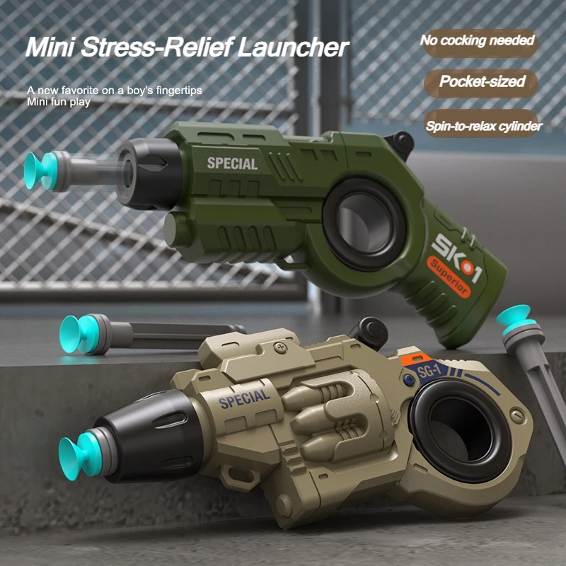 Fidget Spinner Ring EDC Launcher Mini Blaster 2 Stück mit 6 Saug-Darts Stressabbau Interaktives Lernspielzeug Geschenk für Kinder