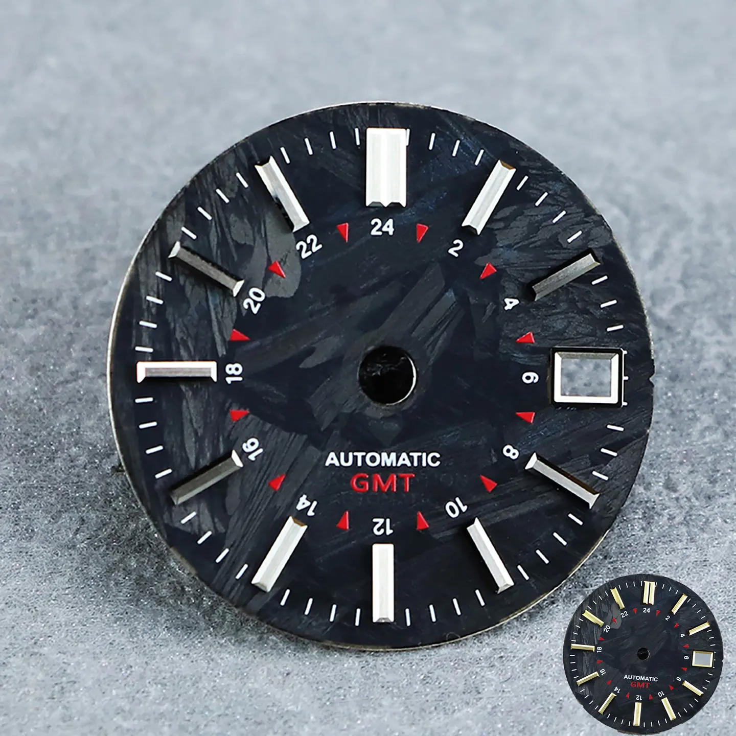 

Watch Parts 28.5mm Black Sterile Carbon Fiber Dial GMT Function Suitable For NH34 Automatic Movement