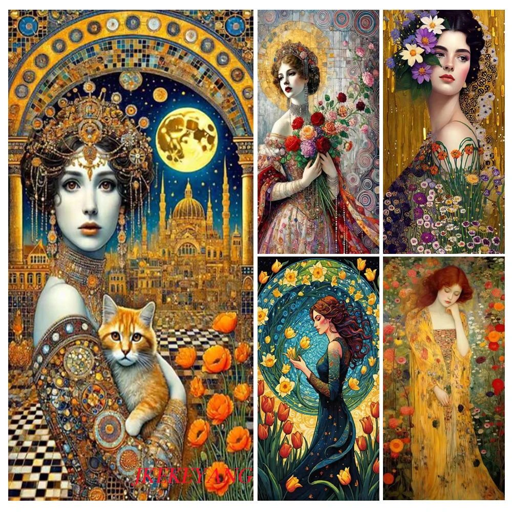 DIY Diamond Painting Cross Stitch Kit Abstract Woman and Flowers Full Drills Diamond Mosaic New Collection 2024 Home Decor Gift