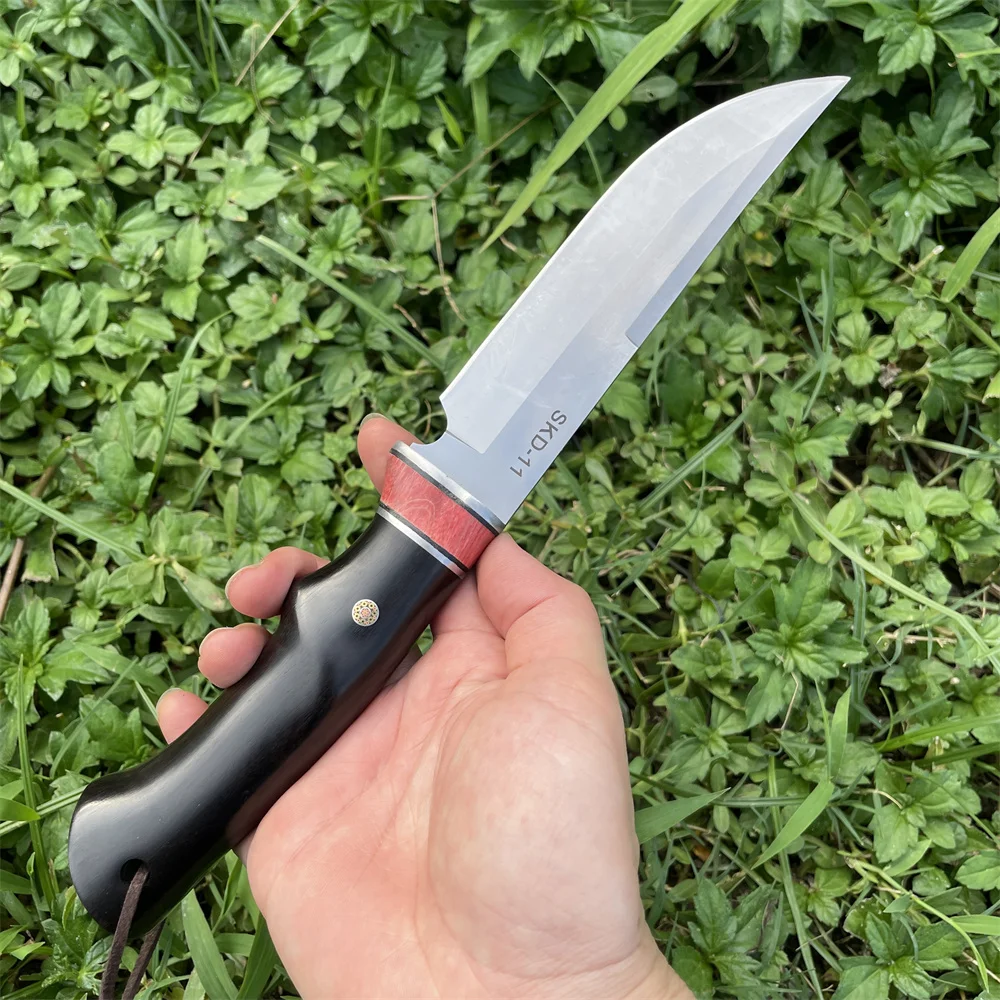 

SKD-11 Sharp Drop Point Blade Ebony Handles Camping EDC Military Utility Tools Bushcraft Hunting Knives Survival Tactical Knife