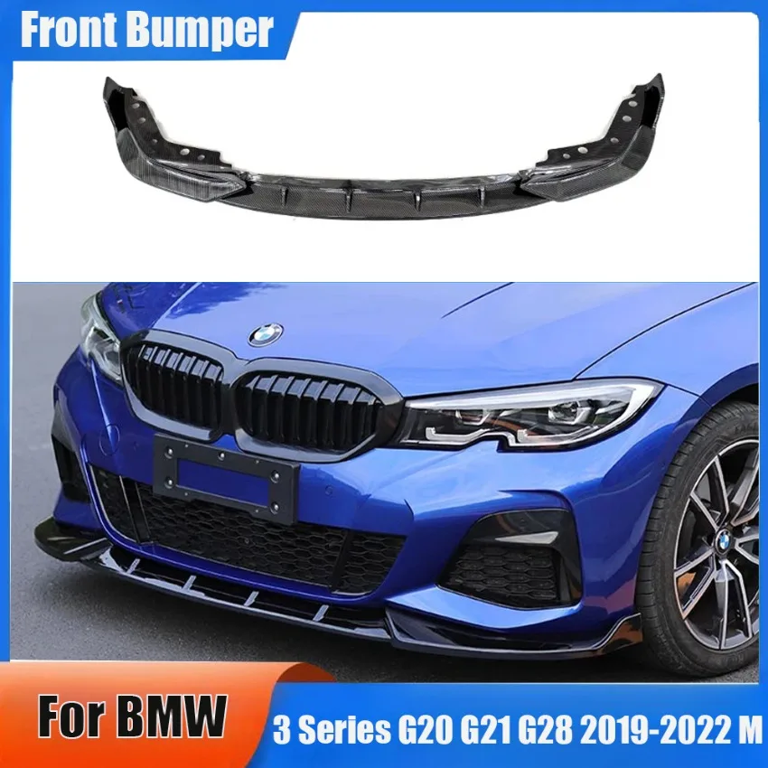 Front Bumper For BMW 3 Series G20 G21 G28 2019-2022 M Pack Glossy Black Lip Spoiler Splitter Diffuser Canards Body kity