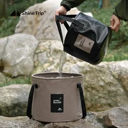 Shine Trip Outdoor Thickened Portable Camping Bucket, High-temperature Resistant, Large Capacity Folding Water Bucket