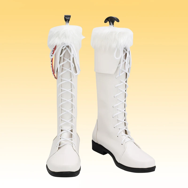 Jeu archevaliers Poca blanc Cosplay chaussures en cuir PU bottes longues femme mâle Halloween carnaval fête jeu de rôle accessoires sur mesure