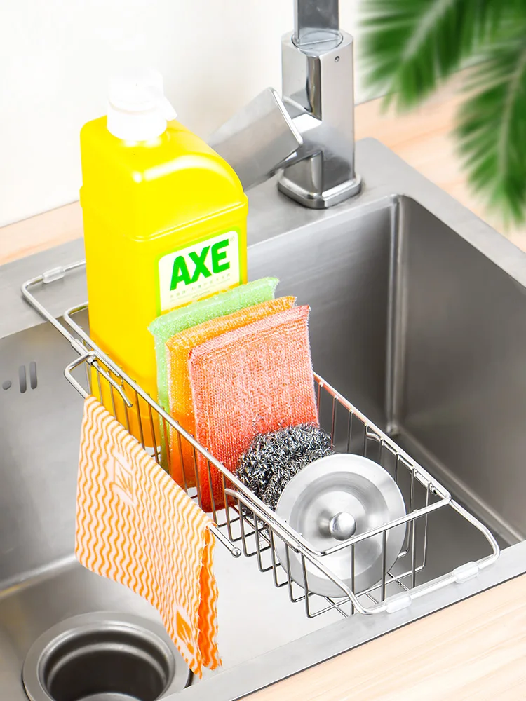 

Органайзер для кухонной раковины из нержавеющей стали: держатель для губок, мочалок и тряпок, прямоугольный, для столешницы