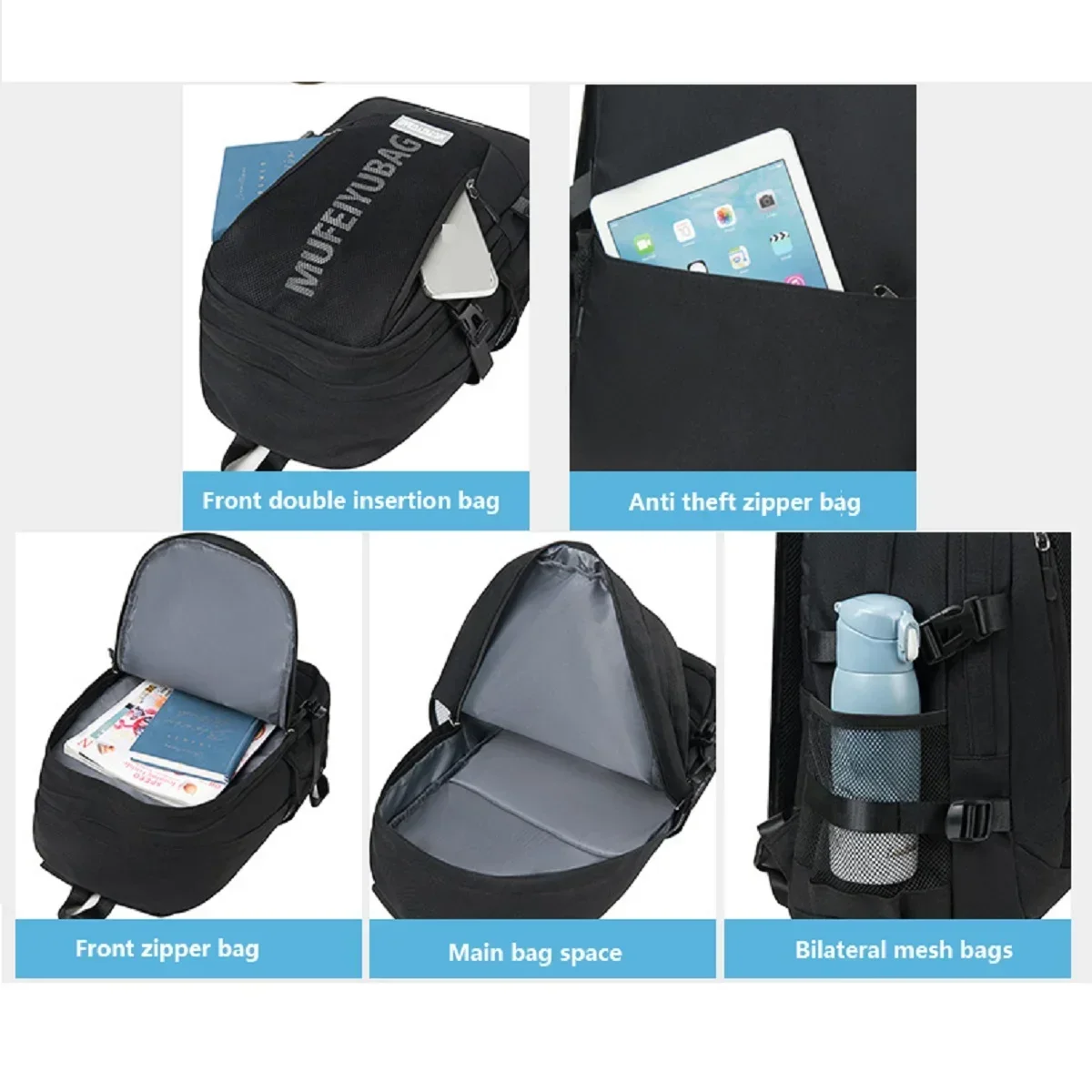 New high-capacity waterproof college backpack for junior high school, high school, and university, school bag, travel bag