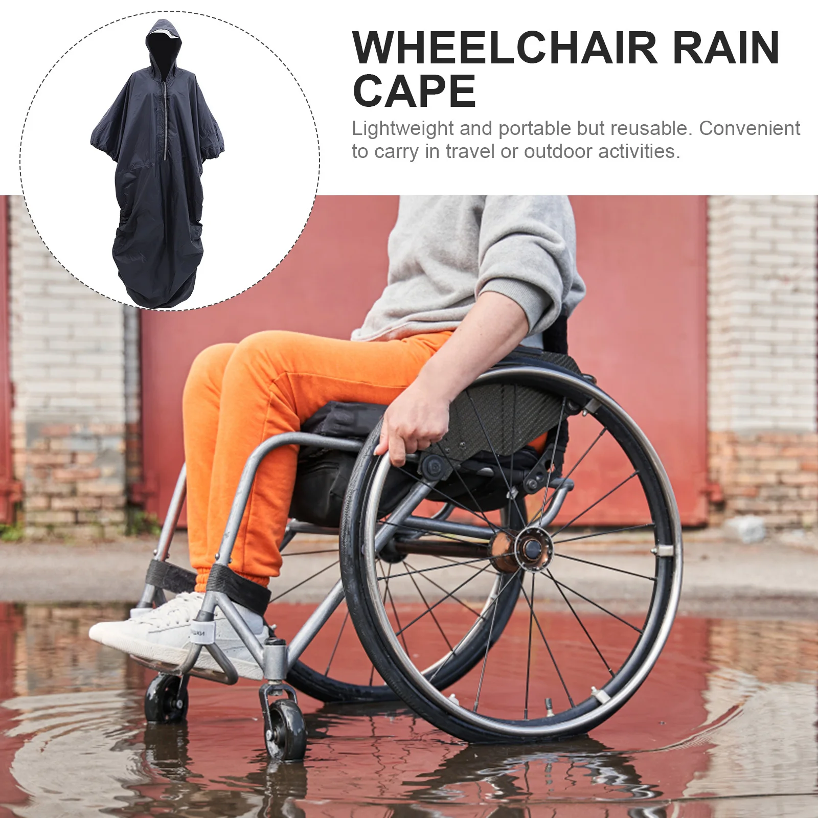 

1pc Waterproof Rain For Wheelchair Heavy Duty Lightweight Reusable Outdoor Travel Raincoat Waterproof Wheelchair Rain Coat For