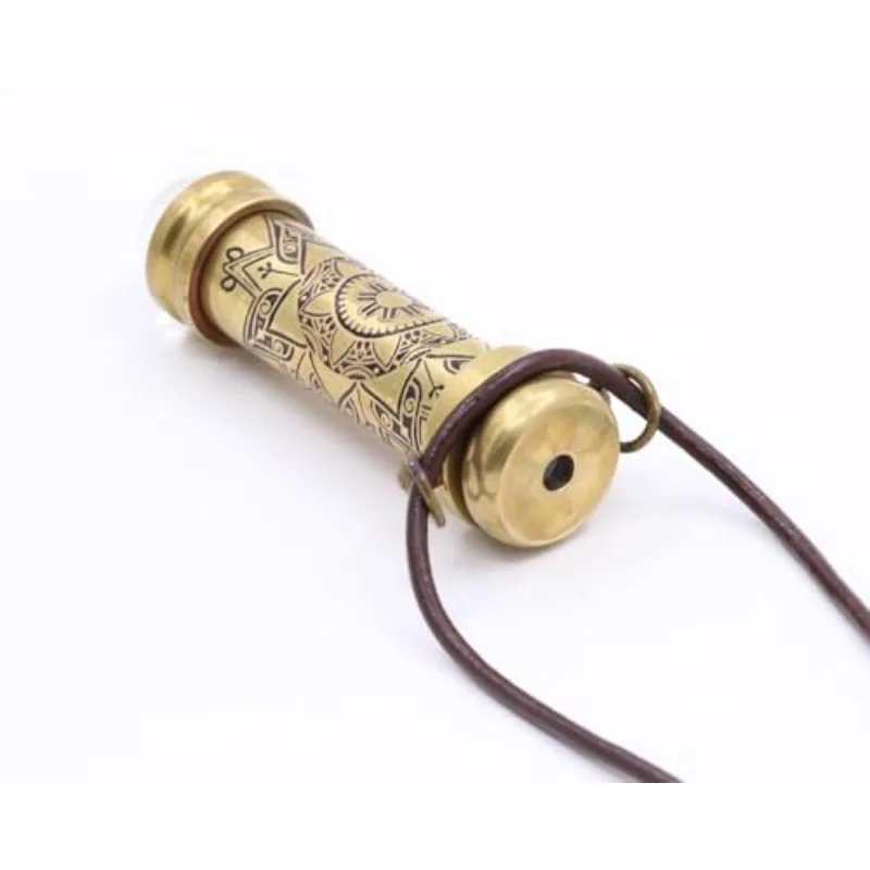 Indian Musical Instrument Brass Telescope/Kaleidoscope Pendant——Using a Portable Telescope and Etched Mandala Pendant，Naut