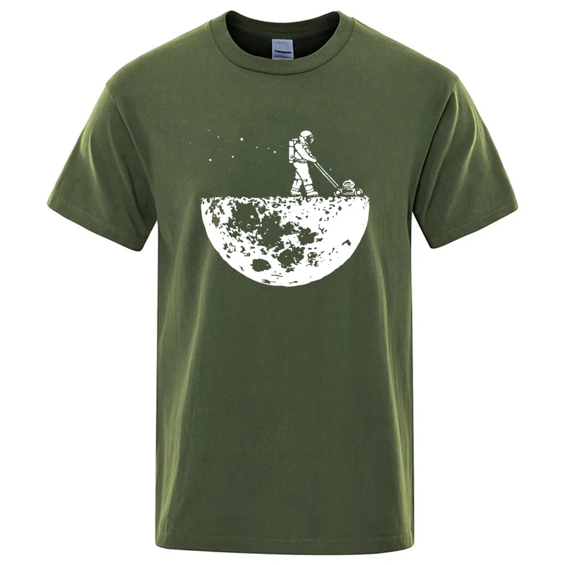 Men T-shirt High Quality100% Funny Cotton Lunar Cleaner Printing Casual Cool Loose O-neck Male  for MenT-shirt Hip Hop Tees