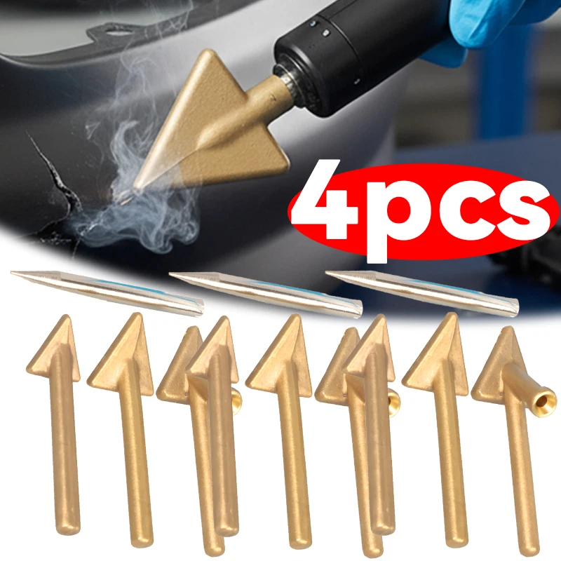

Car Bumper Repair Smoothing Welder Replacement 80W 4PCS Triangular Soldering Iron Tips Set Copper Cars Sheet Metal Repair Tools