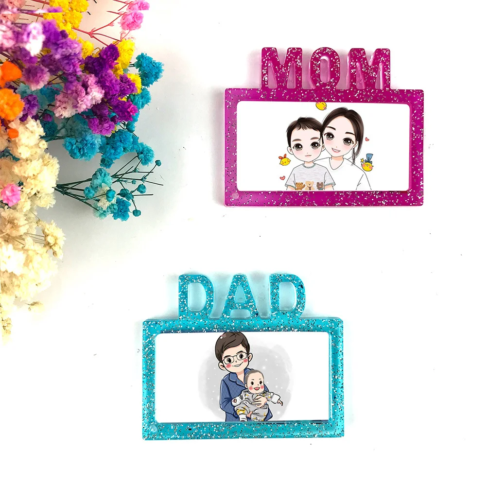 2 قطعة قوالب سلسلة المفاتيح الايبوكسي قالب راتنج السيليكون DIY بها بنفسك قلادة الحرفية صنع المجوهرات هدية للأم أبي مهرجان الديكور قوي #3