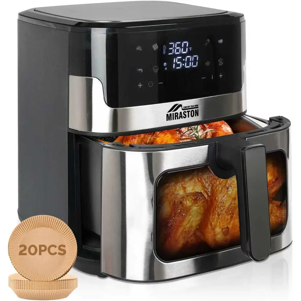 

8.5Qt Air ryer, upgraded large acity suitable or 5-6 people, Smart touch sn or easy operation with 8 preset unctions, non-stick