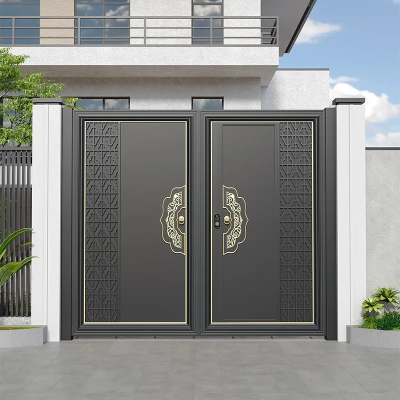 Aluminum art outdoor courtyard outdoor garden single and double door rural self-built villa outdoor yard aluminum alloy door
