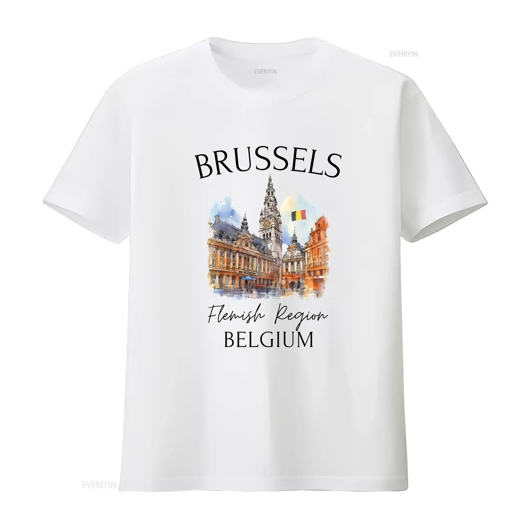 Brussels T Shirt Soft Belgium Souvenir Crewneck vintage Washed graphic Casual Versatile Stretched Stylish homme Slightly Unisex