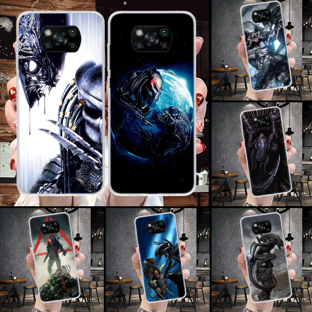 Alien Vs Predator Painted Phone Case For Xiaomi Poco X5 X6 X7 X3 X4 Nfc F6 F5 Pro F4 F3 M5S M5 M4 M3 X7Pro X6Pro Cover Coque She