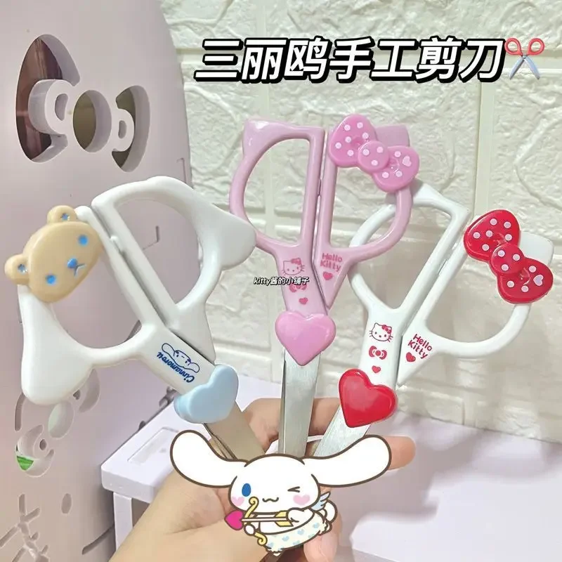 Hello Kitty Anime Sanrio Diy Hand Cutting Scissors Student Cute Cinnamoroll Kawaii Hand Ledger Paper Unboxing Scissors Gifts Toy