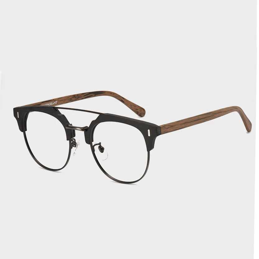 

Retro Wood Texture Acetate Half Rim Double Beam Eyewear Japan Style Classic Frog Prescription Reading Glasses Eyeglass Frames