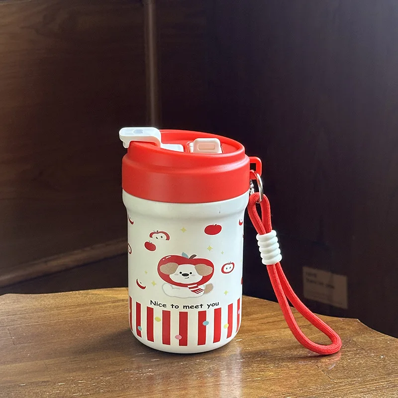 

Double Drink Thermos Cup Girls Straw Water Cup New 316 Stainless Steel Food Grade High Value Ins Wind Cup