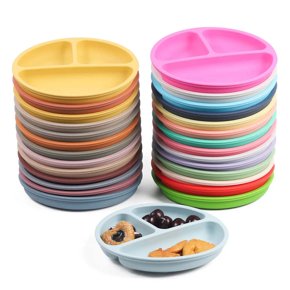 6/8/10Pcs/Set Baby Silicone Tableware Set Kids Food Grade Plate Dinnerware Sucker Bowl for Children\'s Dishes Feeding Accessories