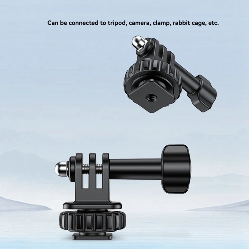 Action Camera Cold Shoe Adapter with 180° Adjustment, 1/4 Inch Screw Hole, for 12/11/10/9/8