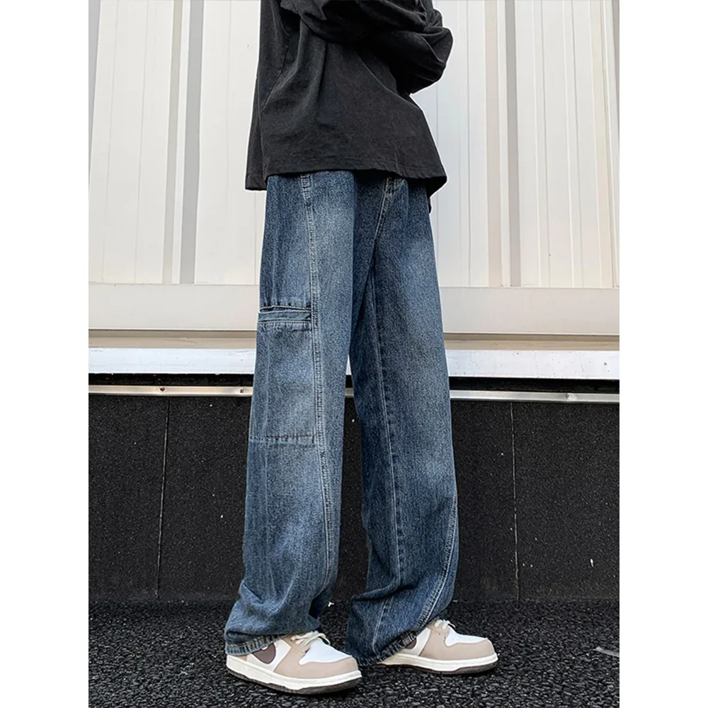 

Джинсы Heavy Du Workwear, свободные прямые мужские брюки High Street Faion в стиле ретро, широкие длинные брюки в американском стиле