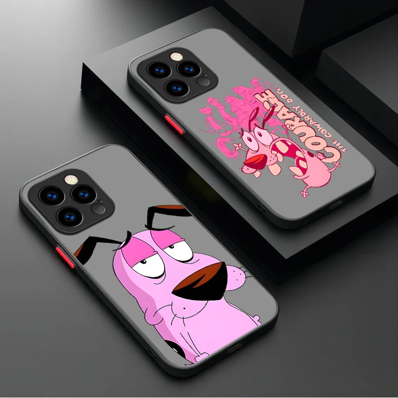 Cartoon Courages Cowardly Dog Case For iPhone 15 14 13 12 11 Pro Max mini X XR XS 7 8 6 Plus SE 2020 Matte Hard PC Bumper Cover