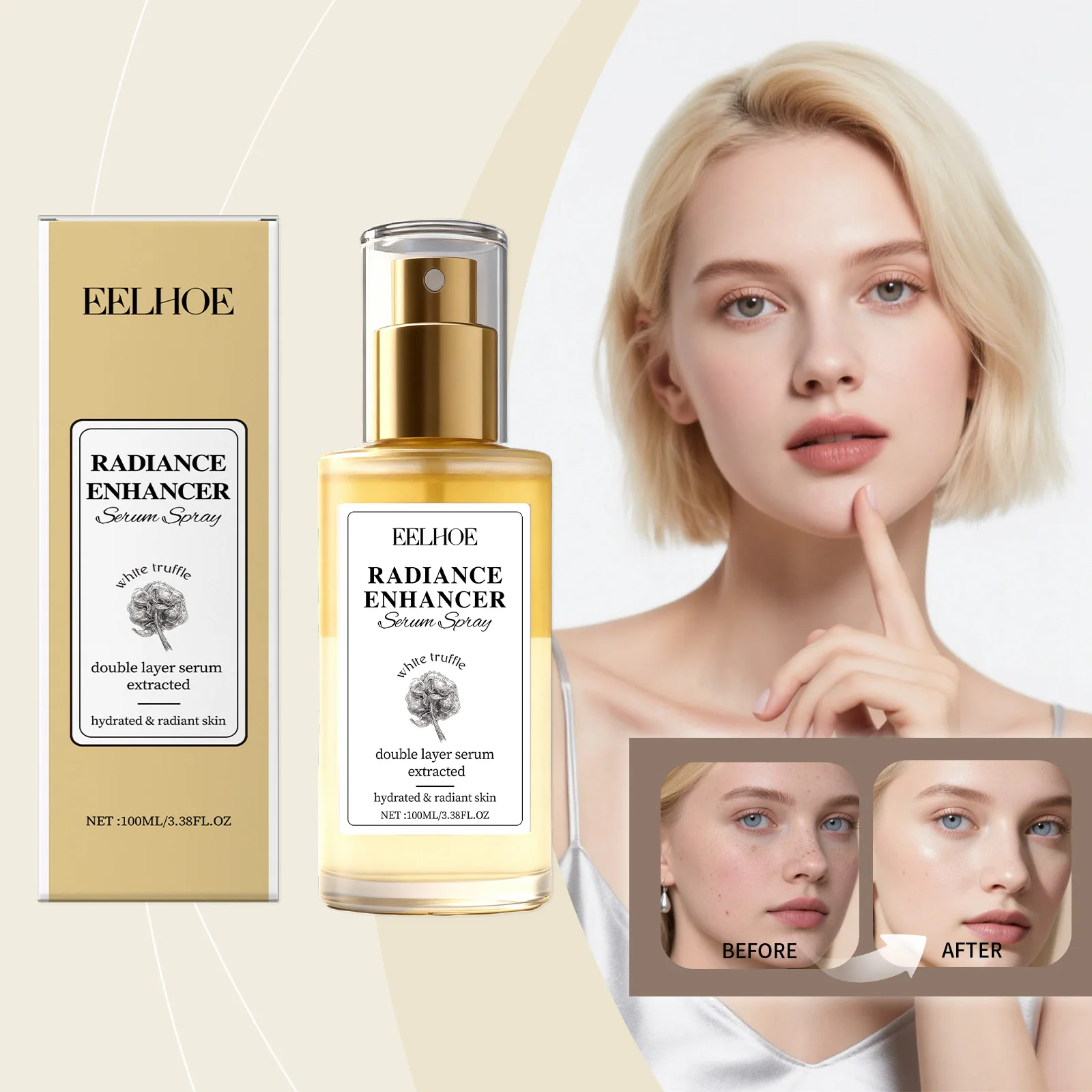 EELHOE ホワイトトリュフ ハイドレーティング フェイスセラム、輝くような柔らかな肌のための優しい栄養保湿剤、100ML