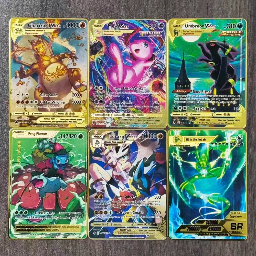 Pokémon-Karte 10000 Arceus Evoli Glurak Vmax Gx Gold Taschenmonster Englisch Eisen Metall Buchstaben Kinder Geschenk Sammelkarten