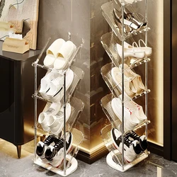 Transparent Shoe Rack Light Luxury Multi-Tiers Shoes Shelf Clear Shoes Storage Rack Tilted Save Space Shoe Cabinet 4/5 Layers