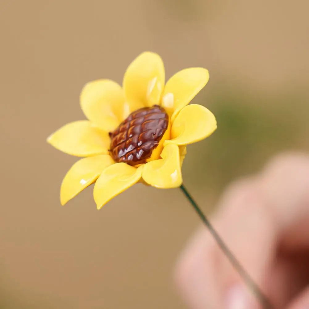 Artificial Flower Decoration Handcrafted Ceramic Flower Handmade Ceramic Flower with Stem Realistic Artificial Blossom