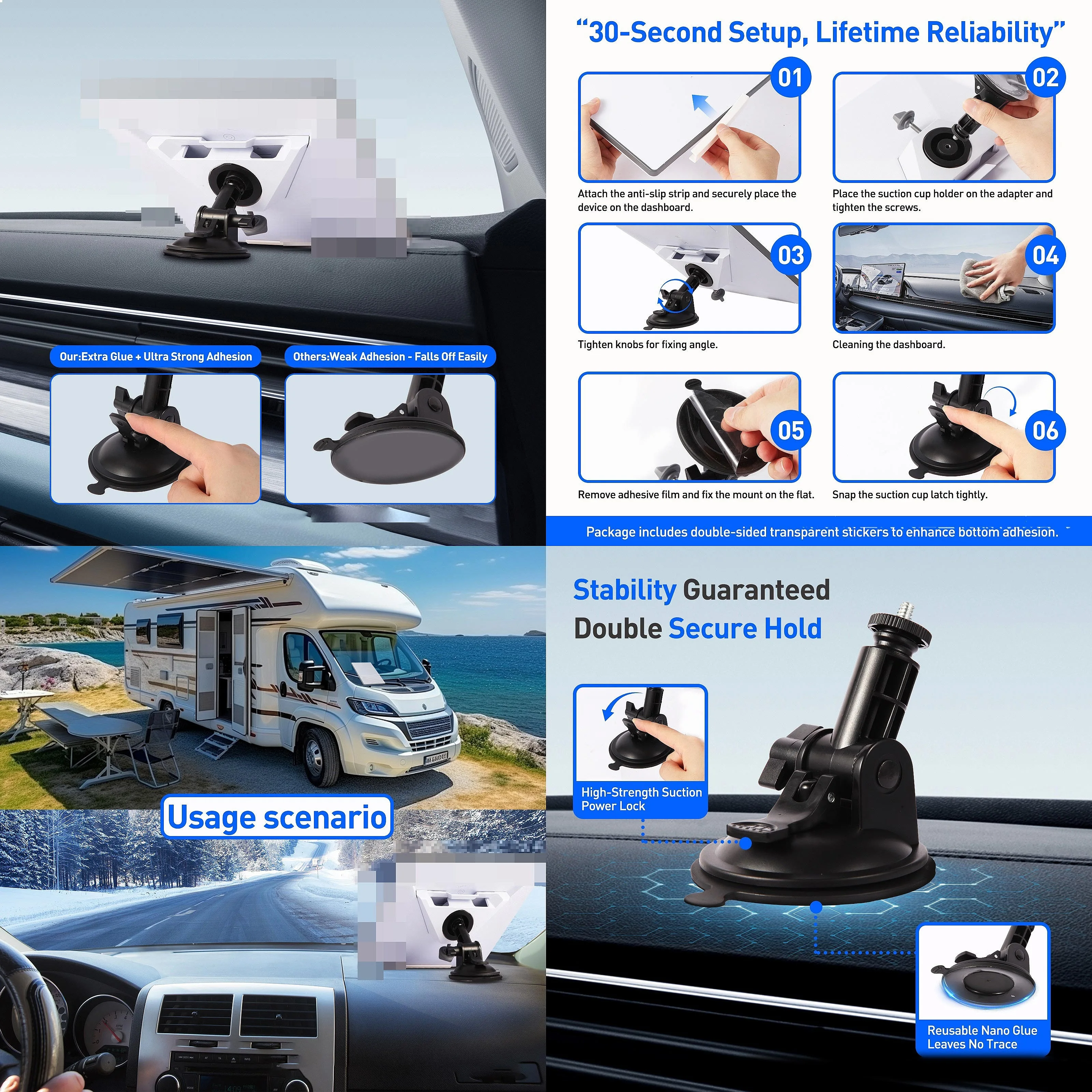 Auto Suction Holder Angle Adjustable Safety Holder Accessory for Starlink Mini Suction Holder Dashboard Mount Kit