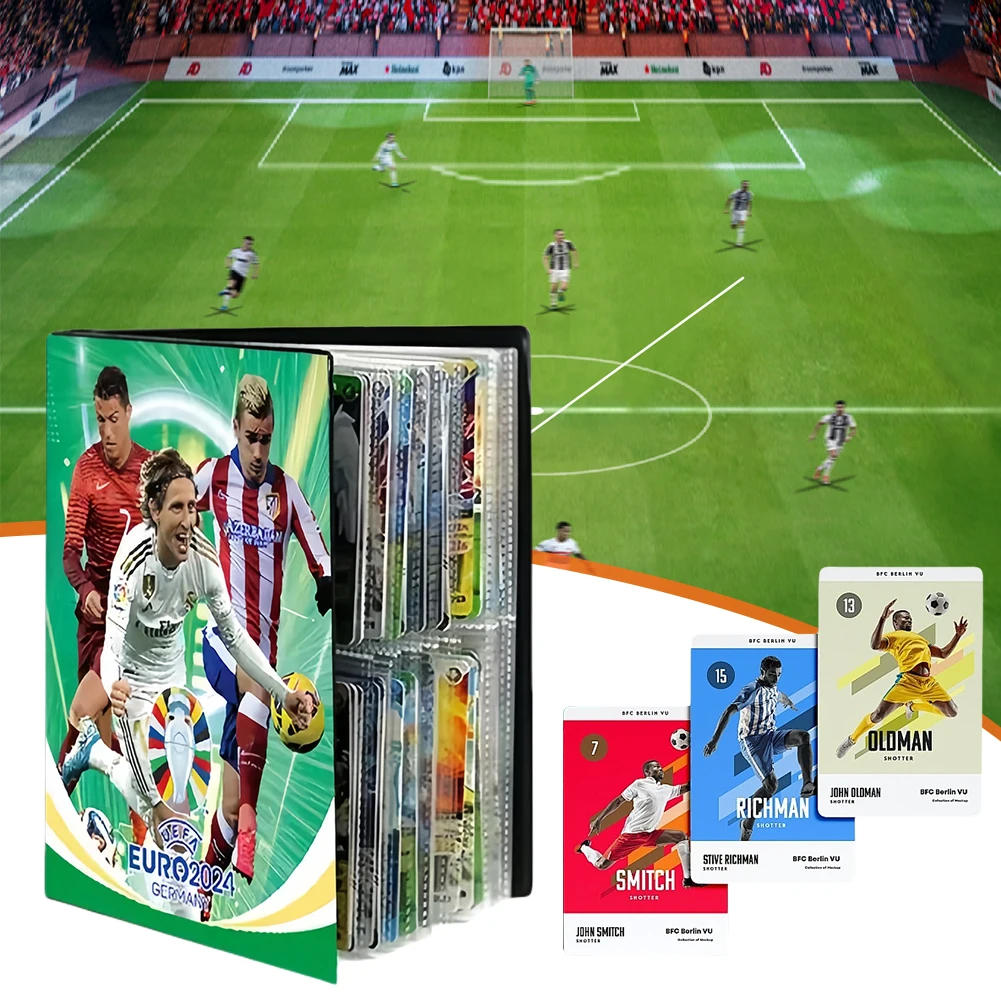 Soccer Star Player Card Box Album 240Pcs Football Star Card Book Soccer Card Binder Soccer Sports Trading Card Holder Album