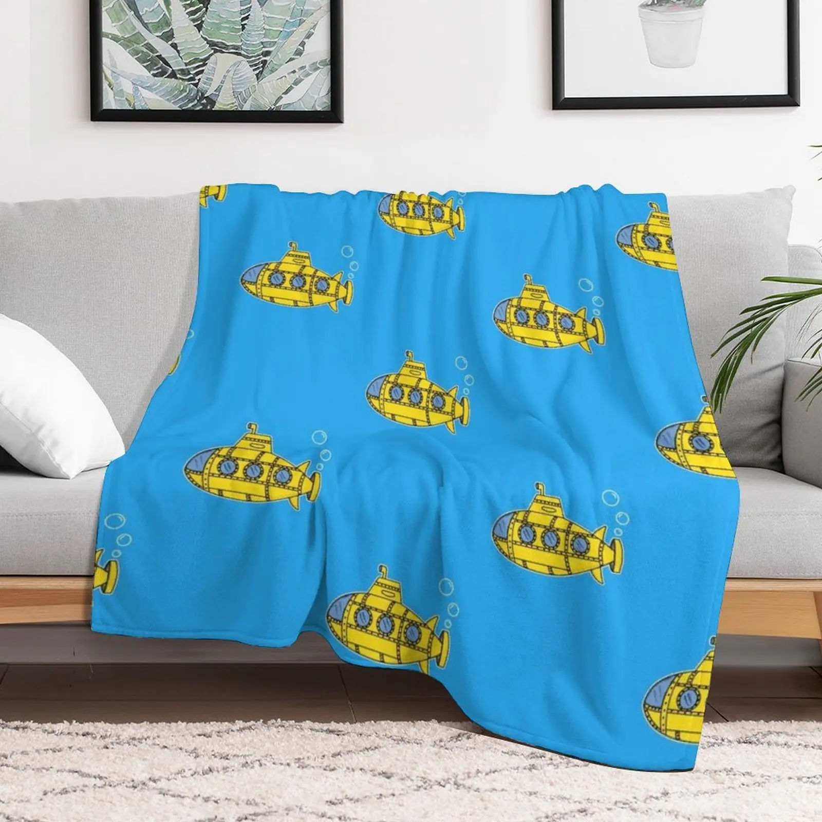 Submarine Doodle Throw Blanket Furry Luxury Brand Blankets