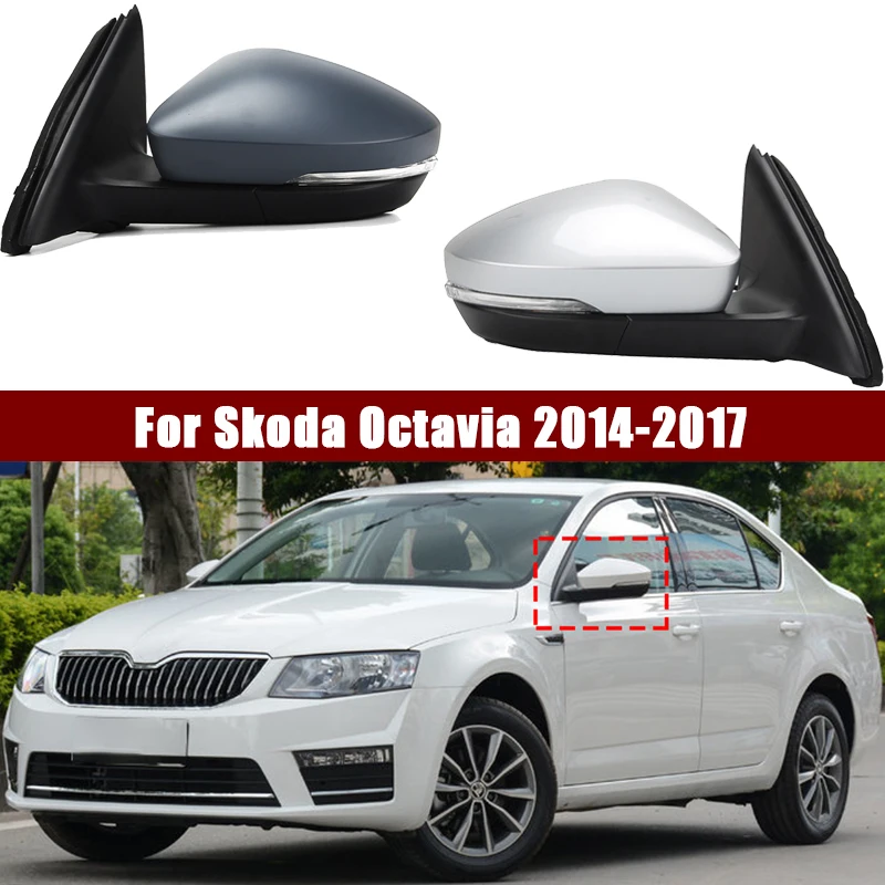 For Skoda Octavia 2014-2017 Car Left/Right Rearview Mirror Assembly Auto Lens Adjustment Heating Electric Folding Turn signal